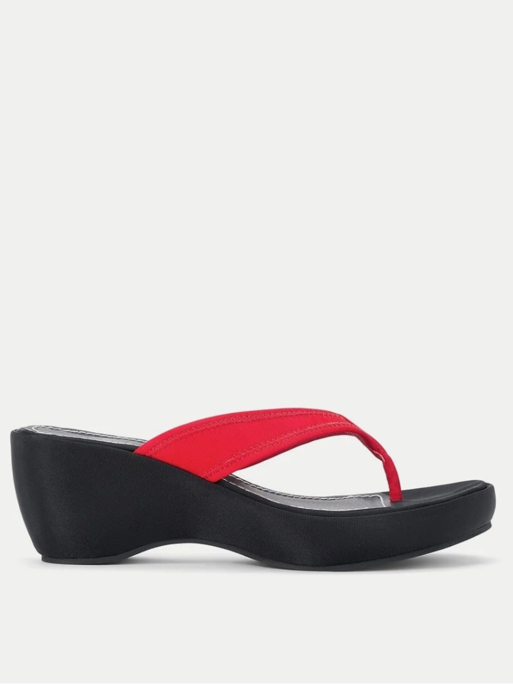 STAUD Remy Wedge Thong Sandal - Black & Red